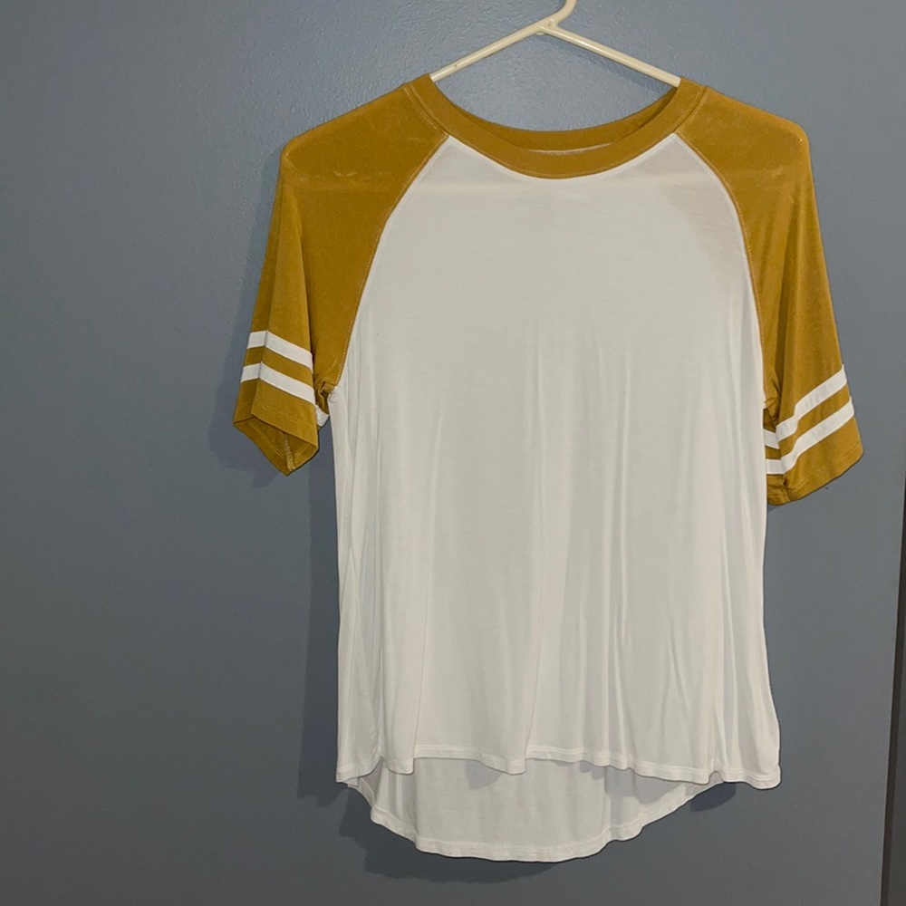 American Eagle Outfitters (white and mustard yellow T-shirt)